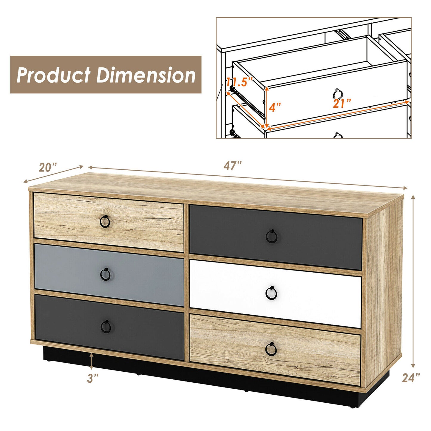 6 Drawer Accent Dresser