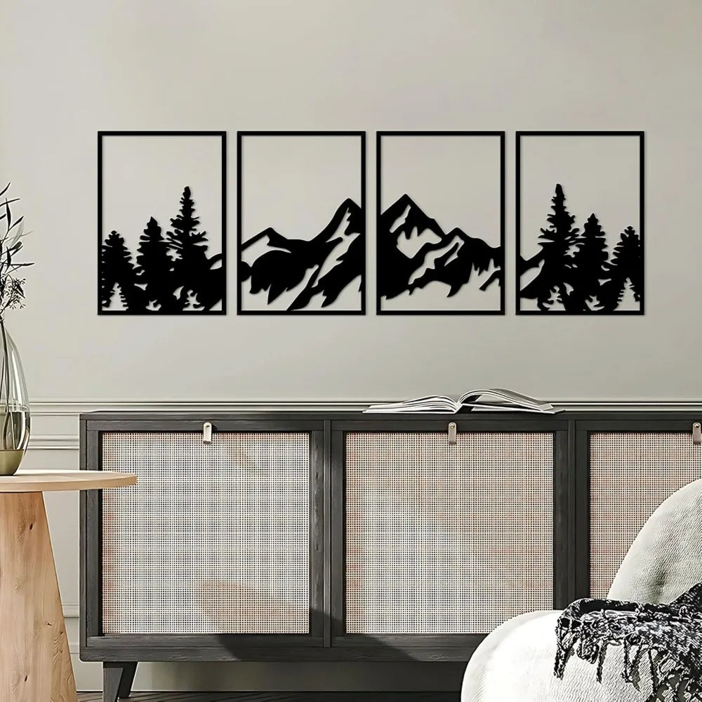 4 Pcs Metal Wall Art (Mountains or River)