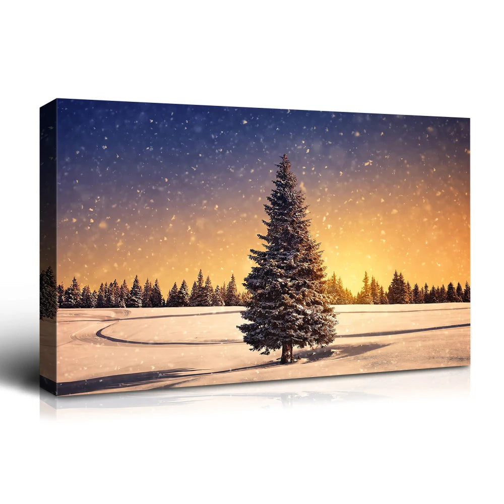 Tree and Sunset Christmas Canvas