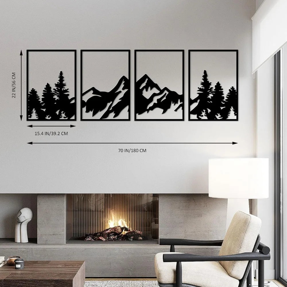 4 Pcs Metal Wall Art (Mountains or River)