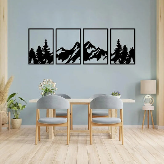 4 Pcs Metal Wall Art (Mountains or River)