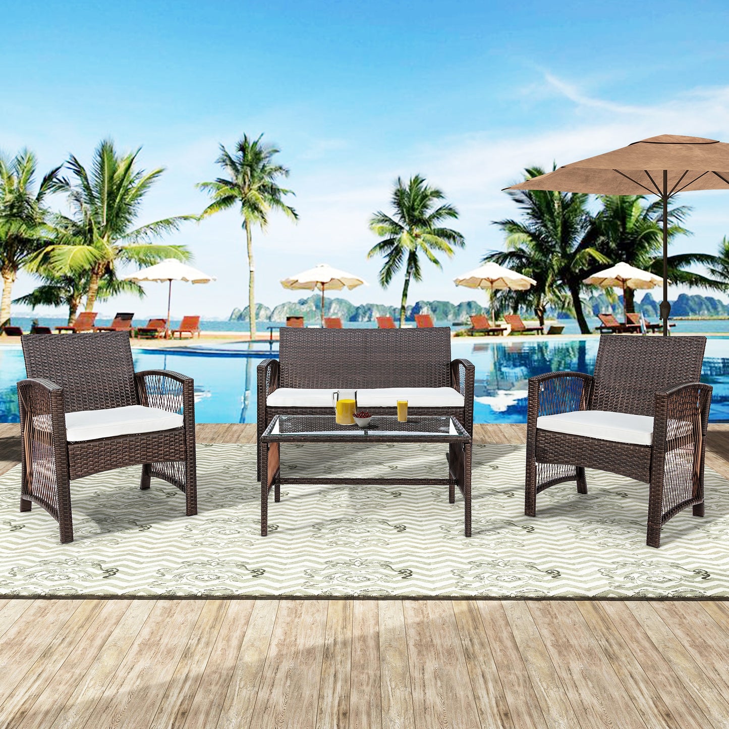 4Ppc Rattan Patio Furniture Set