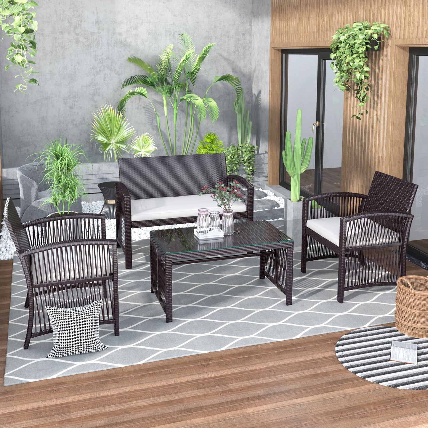 4Ppc Rattan Patio Furniture Set